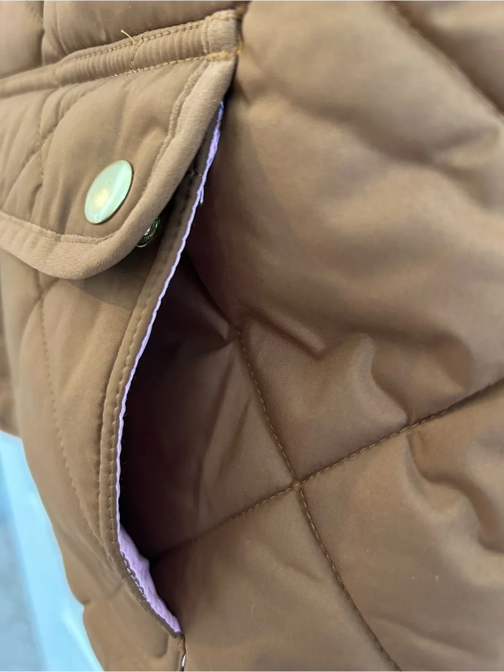 J Crew Quilted Vest Chestnut Brown with Gold Accents Size XL
